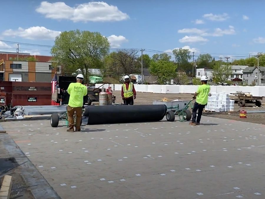EPDM rubber roof on a commercial building