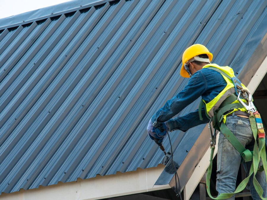 R-panel metal roof on a residential property