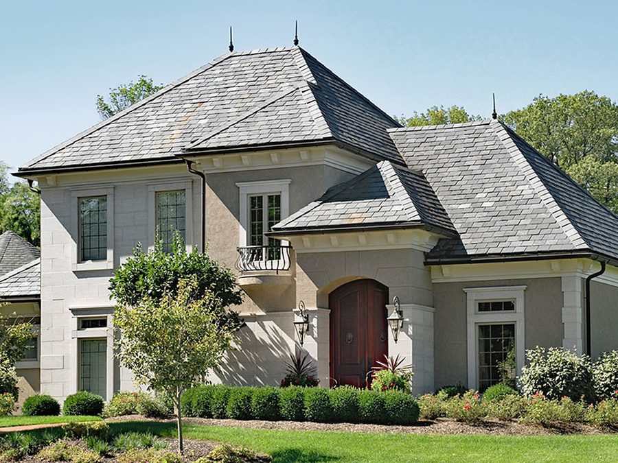 Natural slate tile roof on a home