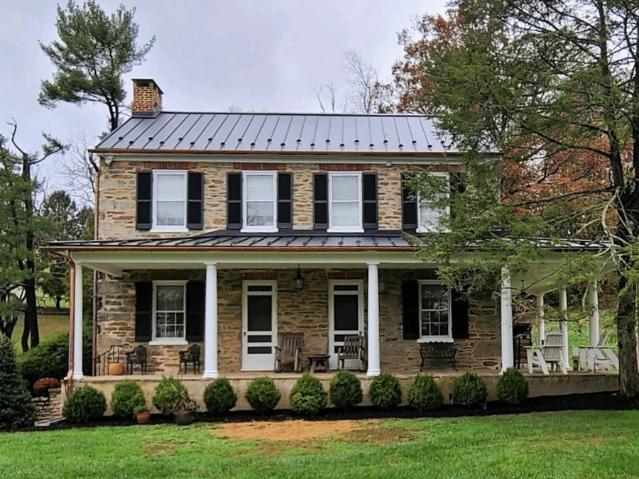 Standing seam metal roof on a modern home